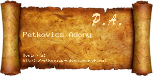 Petkovics Adony névjegykártya